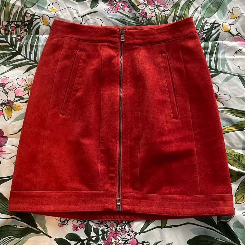 BCBGMAXAZRIA Faux Suede Mini Skirt